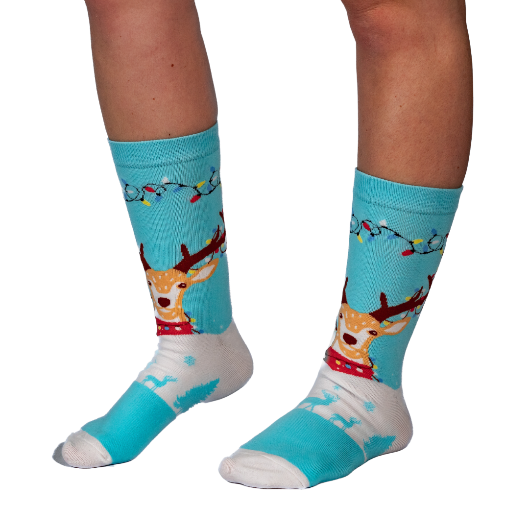 Holiday Lights Reindeer Socks