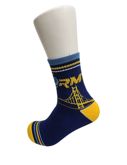 Golden State Storm Blue Half Crew Socks