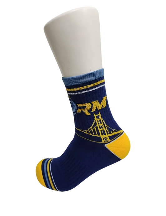 Golden State Storm Blue Half Crew Socks