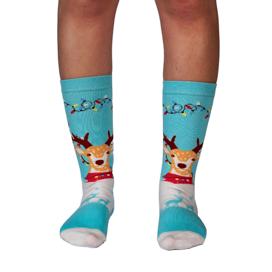 Holiday Lights Reindeer Socks