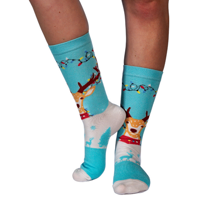 Holiday Lights Reindeer Socks