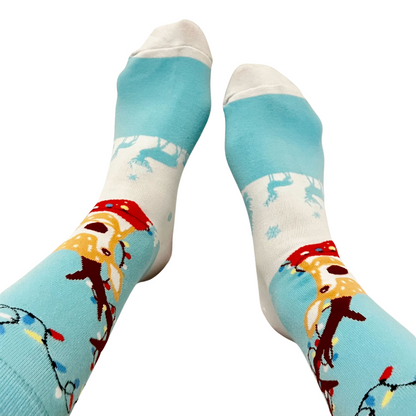 Holiday Lights Reindeer Socks