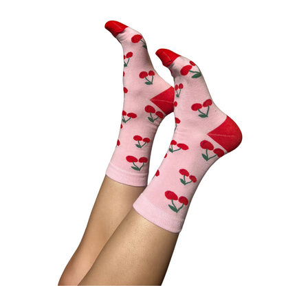 Sweet Cherry Сrew Socks