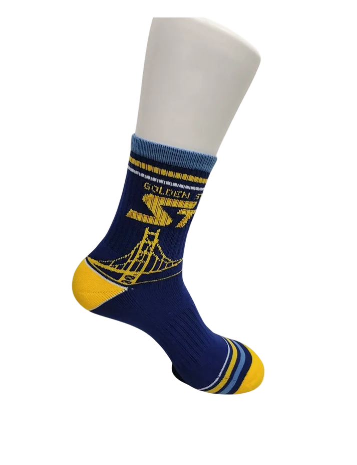 Golden State Storm Blue Half Crew Socks