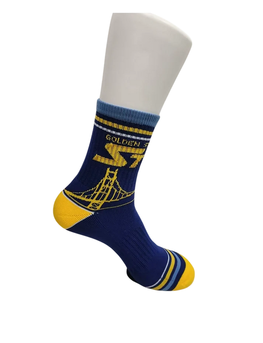 Golden State Storm Blue Half Crew Socks